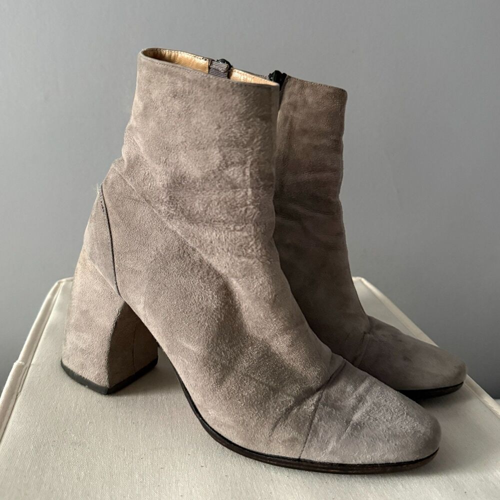 Ann Demeulemeester Suede Ankle Boots Grey EU 37 US 7